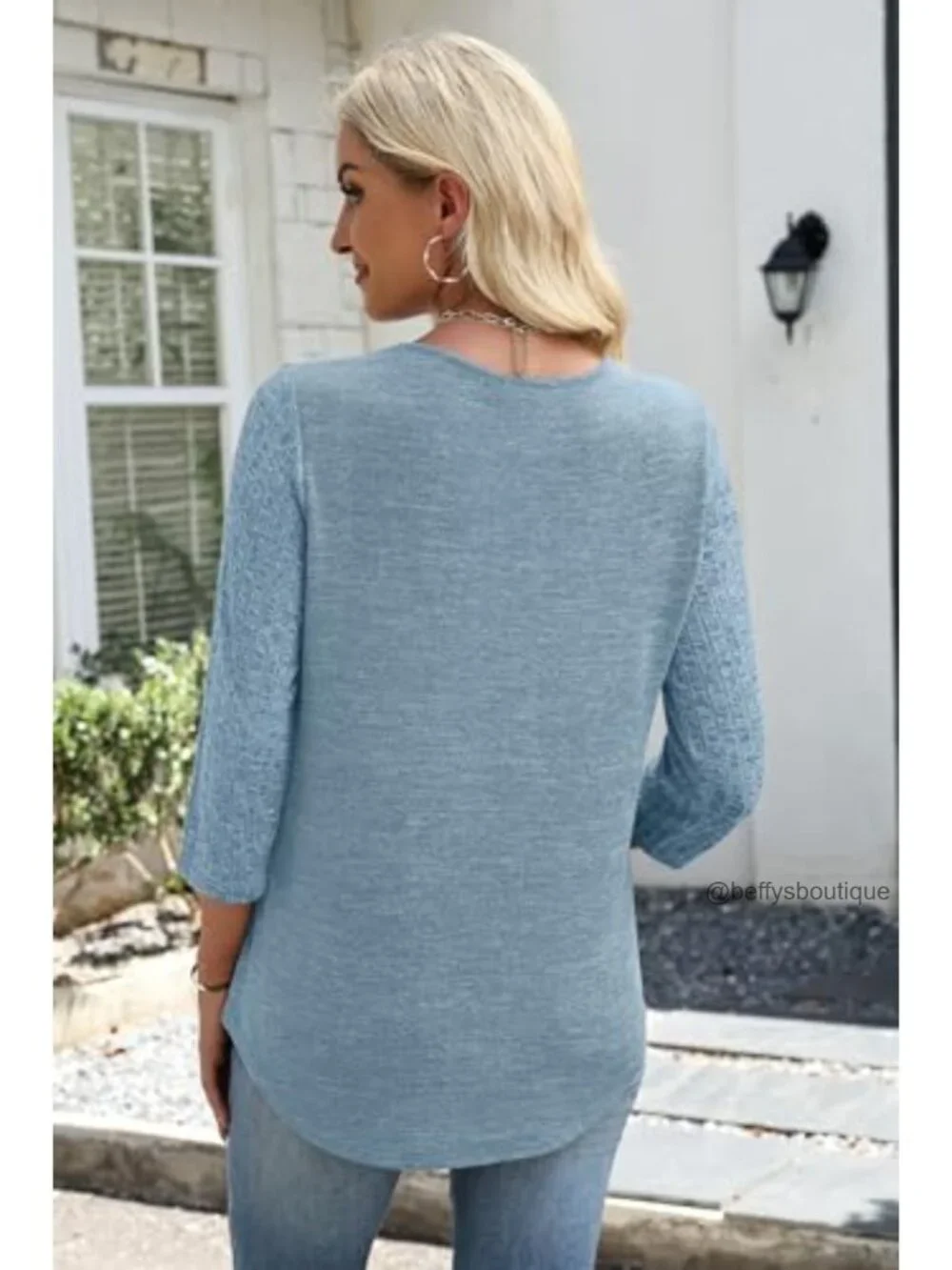Women's 3/4 Sleeve V-Neck Lightweight Tunic Top